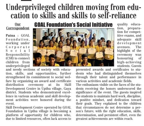 GOAL Foundation CSR Initiative at Upthu Village Skill Development Centre